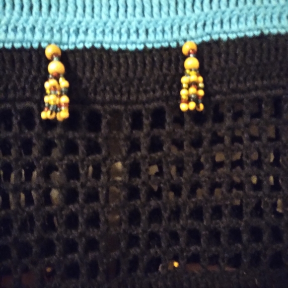 Vintage Berek Beaded Crochet Boho Aztec Cardigan, XL - Picture 7 of 16